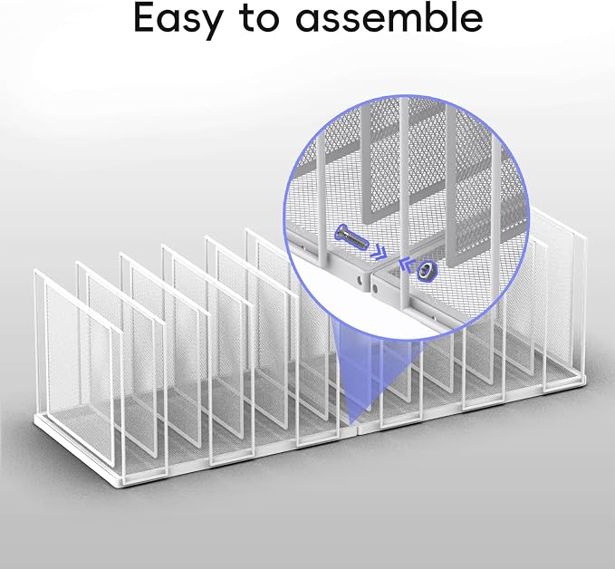 File Organizer for Desk, 11-Section Vertical File Sorter, Paper Holder Organizer Standing Metal File Folder for Office Home Classroom, White - Image 5
