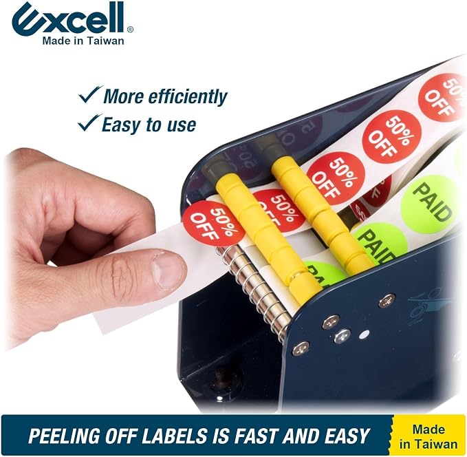 Excell LD-318 Manual Metal Label Dispenser (Fits 3" Wide Labels) | Pull-and-take design for easy peeling. Fits 3" wide multi-rolls. Sturdy metal dispenser with 4 non-slip suction cups. - Image 2