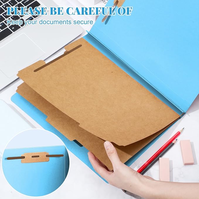 Skyygemm 36 Pcs Classification Folders Letter Size, 2 Divider Pressboard File Folders with 3. 5 Inch Expansion, 2 Prongs Fastener, Heavy Duty Office File Organizers for Teachers, Medical (Blue) - Image 4