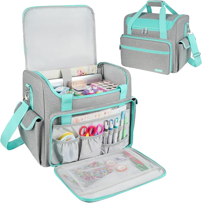 Craft Bag for Scrapbook Supplies, Large Scrapbook Tote with 15.6'' Laptop Sleeve, Art Supply Storage Bag with Multiple Pockets for Scrapbooking Tools, Gray by Jaffzora