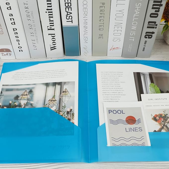 EOOUT 32pcs Plastic Folders with Pockets, Heavy Duty Folders with 4 Pockets for Office and School, Letter Size, 8 Assorted Colors - Image 6