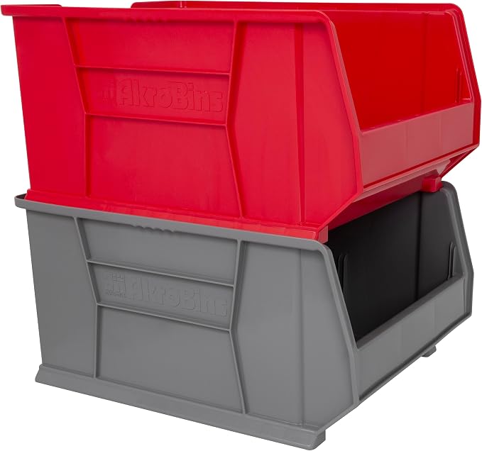 Akro-Mils 30289 Super-Size AkroBins Plastic Storage Bins, Space-Saving Stackable Bins for Garage, Classroom, Warehouse Organization, 24" L x 18" W x 12" H, Grey, 1-Pack - Image 8