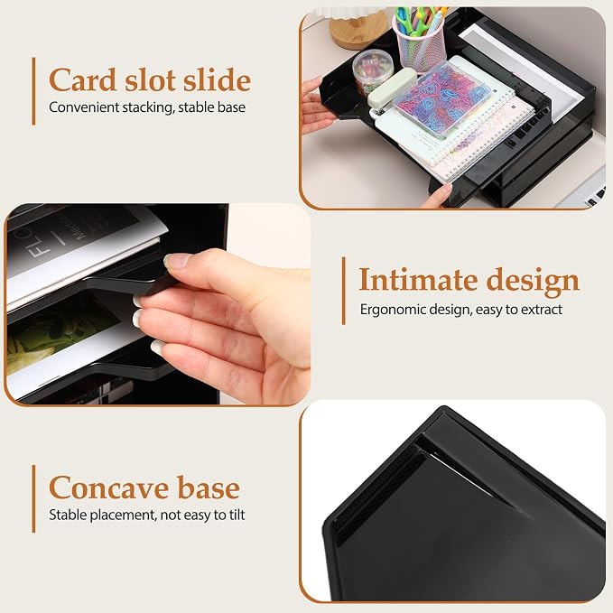 DoubleFill 6 Pcs Stackable Letter Tray Rectangular Plastic Desk Organizer 13 x 9.5 x 2.6 in Paper Holder File Tray Accessories Rack for Desktop Office Desk Drawers (Black) - Image 4
