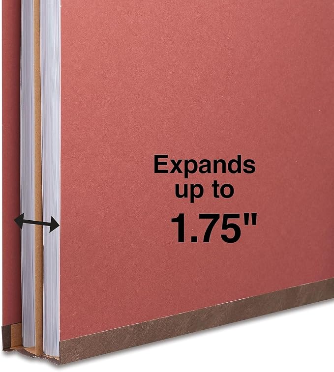 Staples Pressboard Classification Folders, Legal Size, 1‑Divider, 1.75" Expansion, Brick Red, Durable Construction – 40/Carton - Image 4