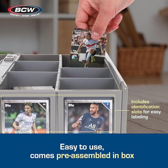 BCW Collectible Card Bin (2-Pack, Gray) | Holds 3200 Cards Each | Includes 4 Dividers | Storage for Pokémon, MTG & Sports Cards - Image 4