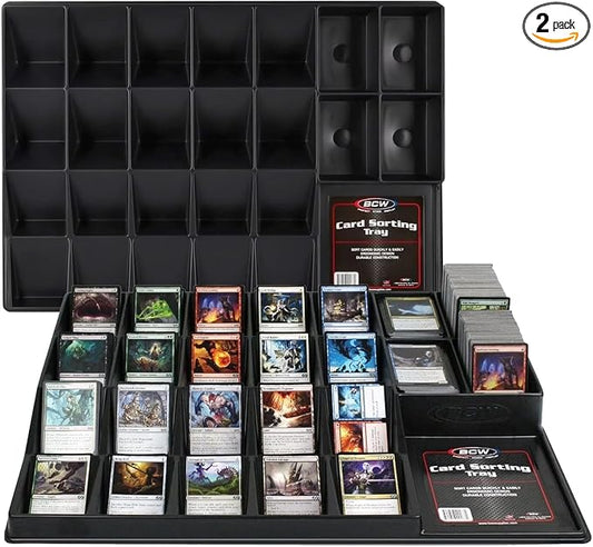 BCW Card Sorting Tray - 2 ct | 24-Cell Trading Card Organizer for TCG & Sports Cards | Compatible with Popular Games Like Pokémon, Baseball, and Magic Cards | Lightweight Card Sorter Tray by BCW