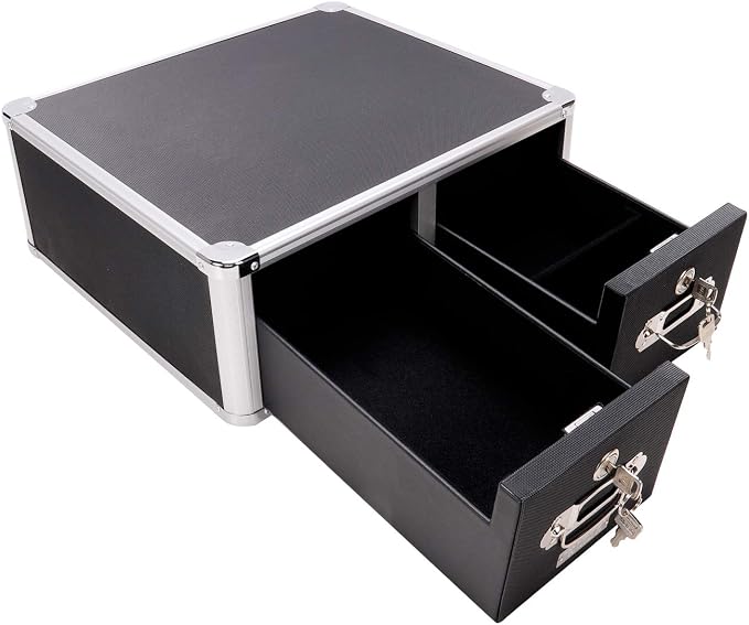Vaultz Locking 4 x 6 Index Card Cabinet, Double Drawer, Black (VZ01395) | Combination lock for added security, two-drawer design for organized filing, compact and portable desktop card storage - Image 5