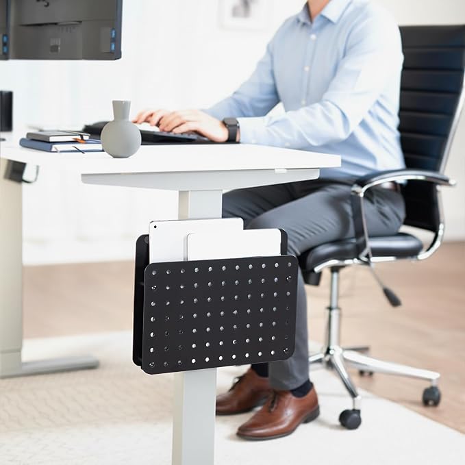 VIVO Steel Clamp-on Desk Leg Laptop Mount Holder, 14 x 11 inch Magnetic Peg Board, Desk Accessory Organizer, Black, Mount-LHS1 - Image 9