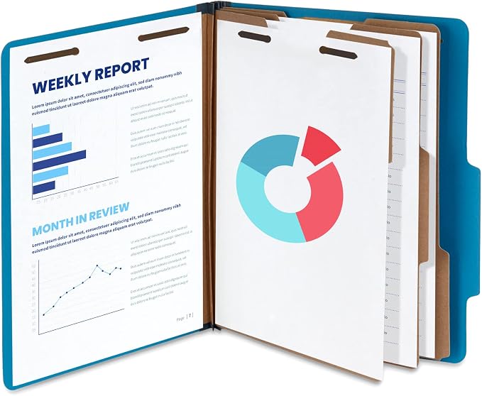 Blue Summit Supplies 10 Blue Classification Folders, 3 Divider, Letter | Heavy duty 25pt blue pressboard, 3 dividers, 2 in expansion, 2 prong, medical records and client files - Image 6
