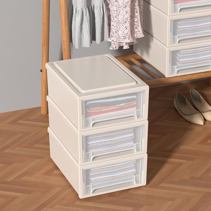 Asking 12 Quart Stacking Drawer, Plastic Storage Drawer Unit, 3-Pack | Stackable Structure, Sturdy Plastic Frame, Space Saving Design, Suitable for Office, Bedroom & Closet Storage - Image 7