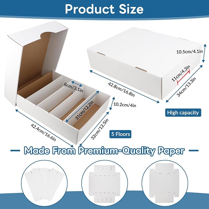 4 Pack Card Storage Box, 3700 Count Trading Card Storage Box White Sports Storage Cards Box Organizer Sorting Tray Cases Box for Storing Protecting and Organizing Soccer Cards - Image 3