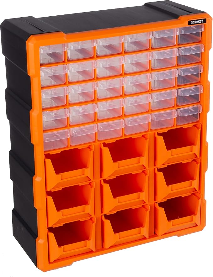 Stalwart Plastic Storage Drawers - 39-Drawer Screw Organizer, Black by Stalwart