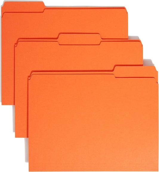 Smead File Folder, Reinforced 1/3-Cut Tab, Letter Size, Orange, 100 per Box (12534) by SMEAD