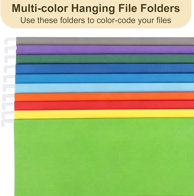 Hanging File Folders, 100 Pack Letter Size Hanging File folders with 1/5-cut Tabs, Stay Organized for Your Home and Office Bulk File, Documents and Paper, 10 Colors - Image 6