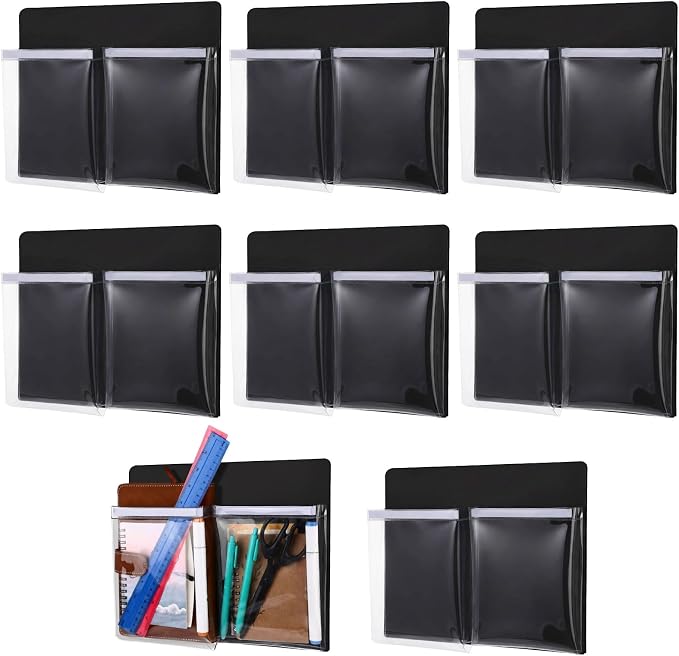 8 Pack Magnetic File Holder for Refrigerator 12 x 9.5 Inch Hanging Paper Organizer Black Board Organizer with 2 Magnetic Pocket Office Supplies Storage for Notebooks Planners Mail Letters by Unknown