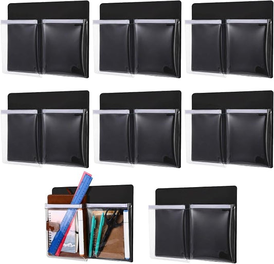 8 Pack Magnetic File Holder for Refrigerator 12 x 9.5 Inch Hanging Paper Organizer Black Board Organizer with 2 Magnetic Pocket Office Supplies Storage for Notebooks Planners Mail Letters by Unknown
