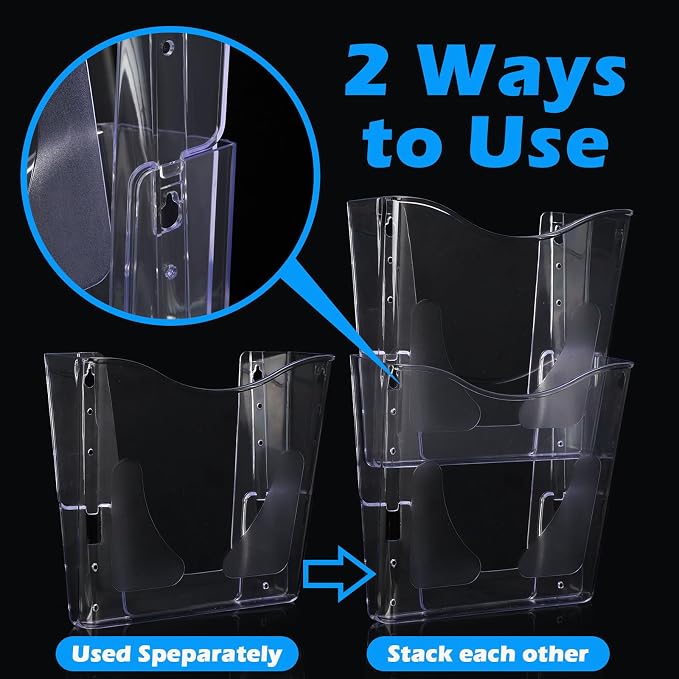 RattanView 10 Pack Acrylic Wall Pocket File Holders Single Pocket Wall Mount File Organizer Hanging Mail Magazines Organizers for Office Home Classroom(Transparent) - Image 4