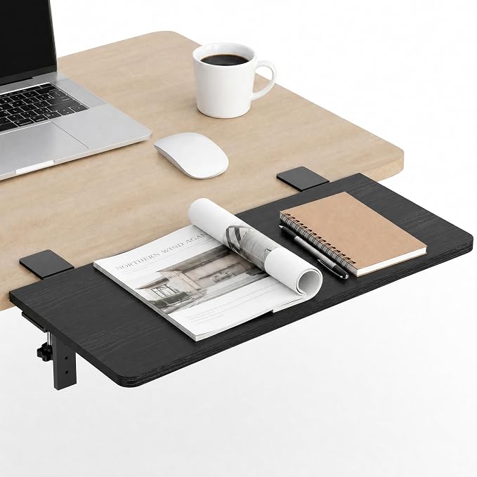 Desk Extender, 22-inch Clamp-On Desk Shelf, Height-Adjustable Desktop Shelf Organizer for Monitors Office and Gaming Accessories, Arm Support Table Extension, 44lbs Heavy Duty, Black by ART-GIFTREE