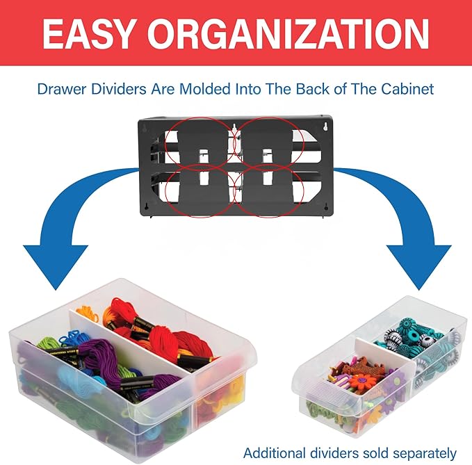 Akro-Mils 26-Drawer Plastic Storage Cabinet, 20"W x 6"D x 10"H, Black | Plastic Cabinet w/ Drawers for Garage Organization, Beads, Building Bricks Storage, Teacher Toolbox, Makeup Organizer, 10726 - Image 6