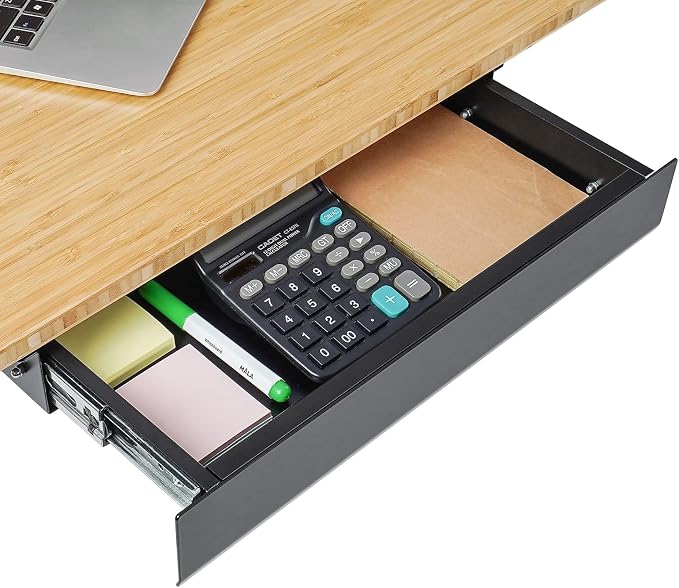 FLEXISPOT Under Desk Drawer, Steel Drawer for Desk Slide-Out, Under Table Mounted Drawer, Standing Workstation Storage Attachment for Office Home - 17.7” Width, Black by Unknown