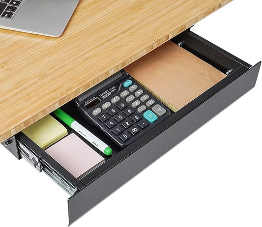 FLEXISPOT Under Desk Drawer, Steel Drawer for Desk Slide-Out, Under Table Mounted Drawer, Standing Workstation Storage Attachment for Office Home - 17.7” Width, Black by Unknown
