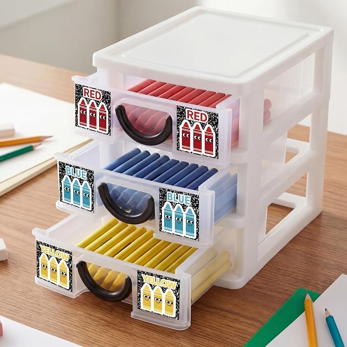 12 Pcs/ 4 Pack Plastic Crayon Organizer for Classroom Back to School Crayon Storage Boxes for Marker Pen Art Craft Supplies Crayons Drawer Container for Classroom Office Table with Color Label - Image 5