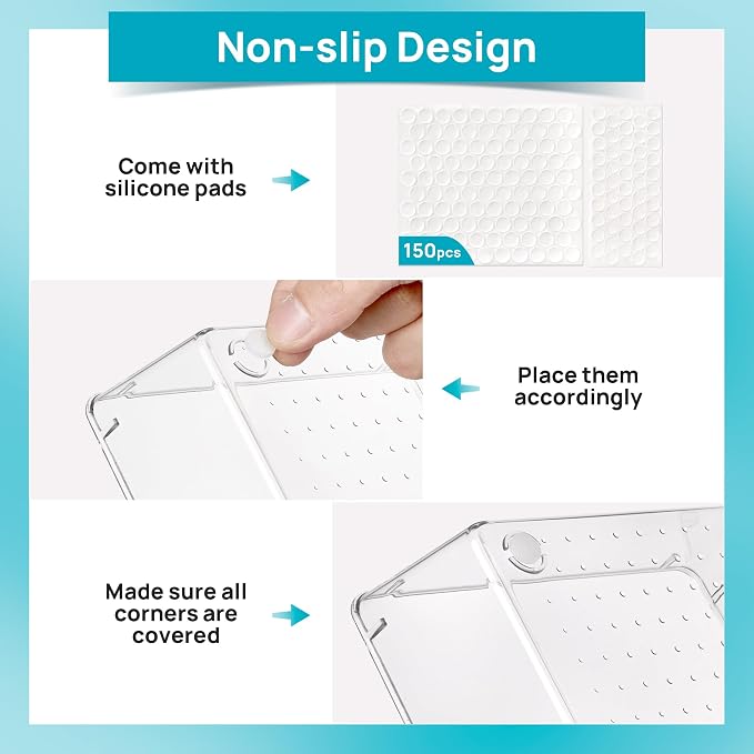Vtopmart 28 Pack Clear Drawer Organizer Bins, 4 Sizes Storage Trays | Clear Storage Bins for Makeup, Bathroom, Kitchen & Office Drawers, Multi-Size Organizers Keep Toiletries, Tools & Essentials - Image 7