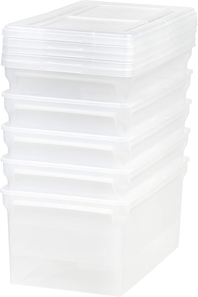 IRIS USA 5-Pack 44 Qt. Letter File Box with Hinged Lid, Clear | Protect important documents, letter and legal files with secure storage for home offices, moving, and long-term organization - Image 4