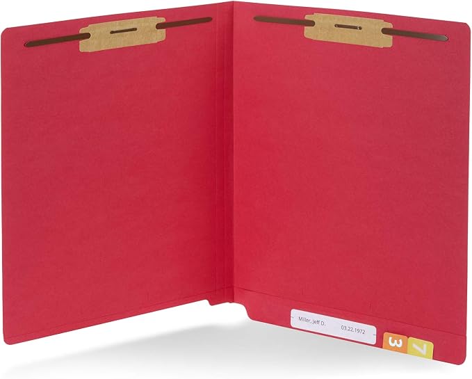 Blue Summit Supplies 50 End Tab Fastener File Folders, Assorted | Reinforced end tab, letter size, 11pt, 2 prong bonded fasteners, for medical files, reports, and office records - Image 3