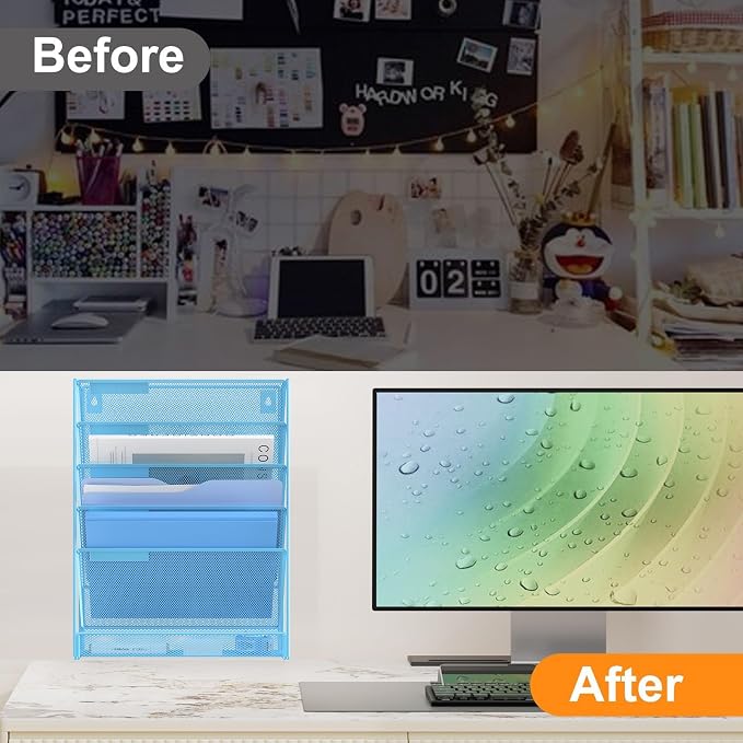 Kuntine.B Wall File Organizer Office Hanging Magazine Holder Wall File Organizer for Office Home - Image 3