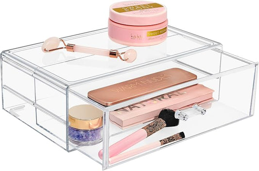 Sorbus Stackable Acrylic Drawers - 1 Clear Storage Drawers for Organizing Make up Palettes, Nail Hair Accessories, Cosmetics & Beauty Supplies - 11.75"W Makeup Organizer for Vanity, Bathroom Organizer by Sorbus