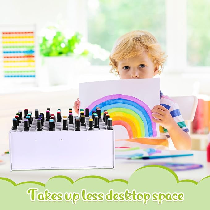 2 Pack Marker Storage Organizer, 480 Slots Total Art Supply Holder for Desk, Marker Rack with Removable Dividers for Colored Pencils & Paint Brushes (13.4 x 13.2 x 5.2) - Image 5