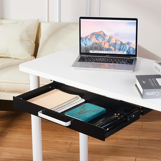 Under Desk Drawer Organizer 21", Large Desk Pencil Storage Drawer | Black, Under Cabinet Table, Heavy Duty Pull Out Shelf, Attachable for Workbench, Adjustable Brackets, Work Shop, Desk Lip - Image 8