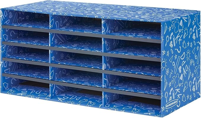 Bankers Box 15-Compartment Literature Sorter, 28.5" x 12.375", Blue | Turn paper piles into organized workflows with durable compartments that keep mail, forms, and projects easy to find. - Image 5