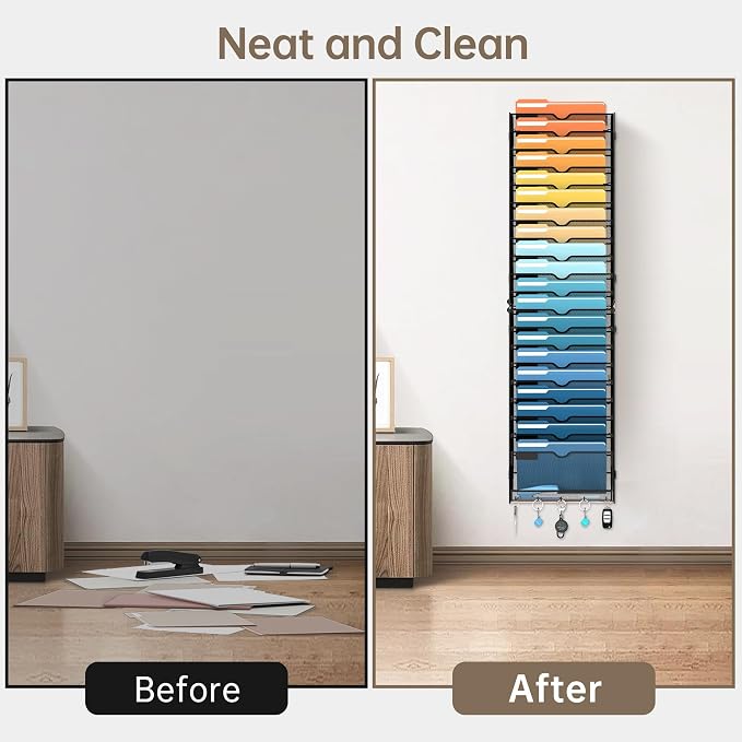 21-Tier Hanging Wall File Organizer with Hooks for Office Organization | Mesh Wall File Holder, Mail Organizer Wall Mounted for Papers, Documents, Folders and Magazines in Home Office, Classroom - Image 7