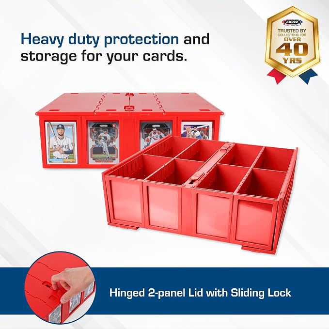 BCW Collectible Card Bin (4-Pack, Red) | Holds 3,200 Cards Each | Includes 4 Dividers Per Bin | Storage for Pokémon, MTG & Sports Cards - Image 2