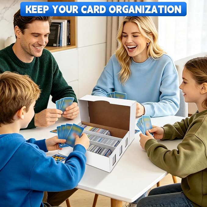 8 Pack Trading Card Storage Box, 18800+ Count Card Storage Box with 48 Card Divider White Sports Card Storage Box Cardboard Card Organizer Box Bulk Card Case Trading Card Box for Sport Basketball Card - Image 7