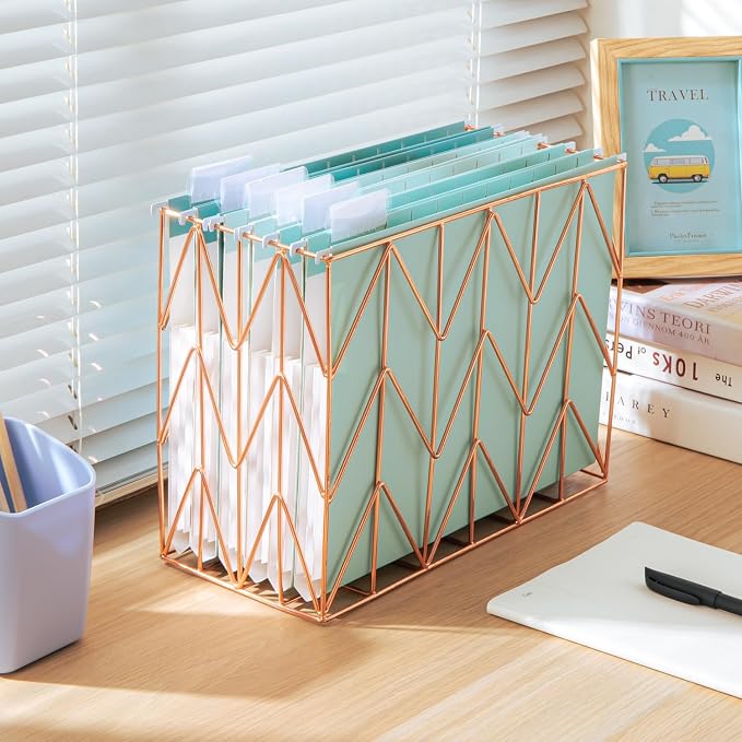 Y YOMA Letter Size - 6 Pack Extra Capacity Hanging File Folders Accordion Decorative Reinforced File Folder Cute Colored Expandable Folder for Office Home with 1/5-Cut Adjustable Tabs, Teal Blue - Image 7