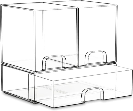 Stackable Storage Drawers Organizer Set of 3 for Bathroom Organizer Storage | Clear Plastic Organizer Bins for Baby Bottle, Kitchen Under Sink, Laundry, Pantry, Beauty, Cabinet, Medicine, Office Supplies by Unknown