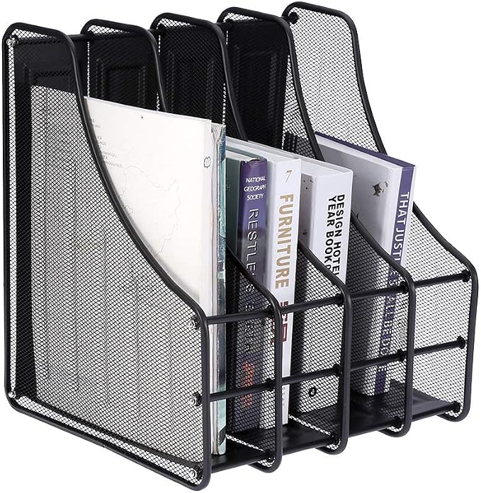 4 Slots Metal Magazine File Holder Book File Sorter Vertical Holder for Office Home School Keep Ddesk Clean. - Image 7