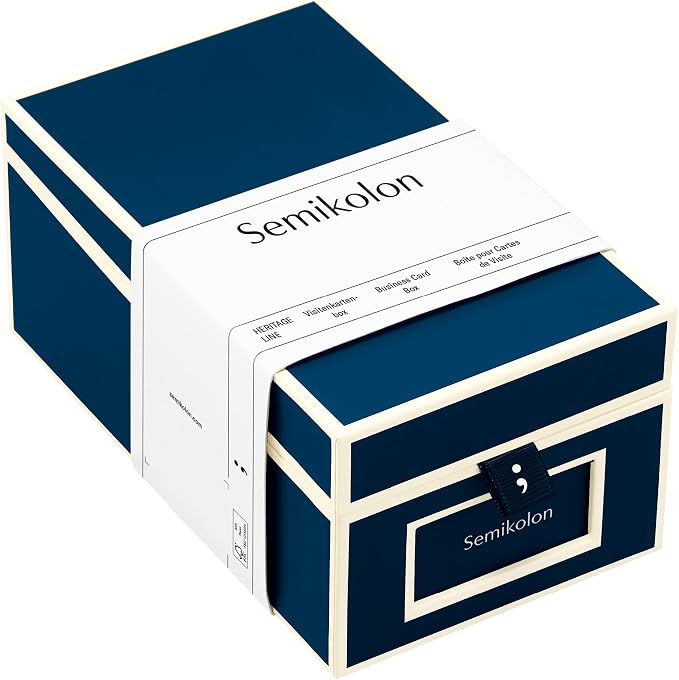 Semikolon Business Card File Box, Dividers A to Z, Marine Blue (3230003) by Semikolon