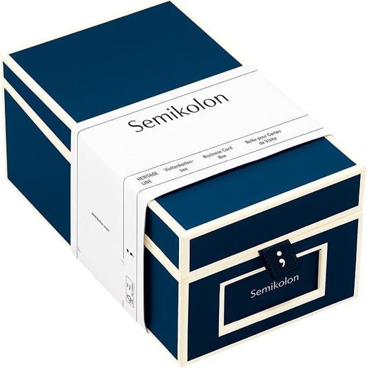 Semikolon Business Card File Box, Dividers A to Z, Marine Blue (3230003) by Semikolon