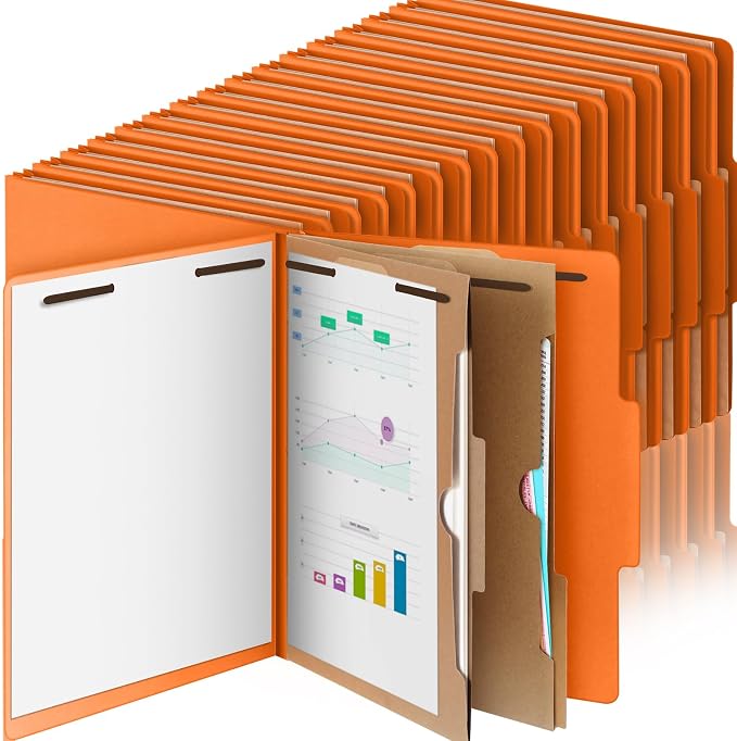 36 Pcs Skyygemm Classification Folder Letter Size, 2 Pocket File,Orange | Back to School Supplies, File Organizer with Fastener, Expanding File Organizer Bulk for Office Employee, Staff, Teacher by Skyygemm