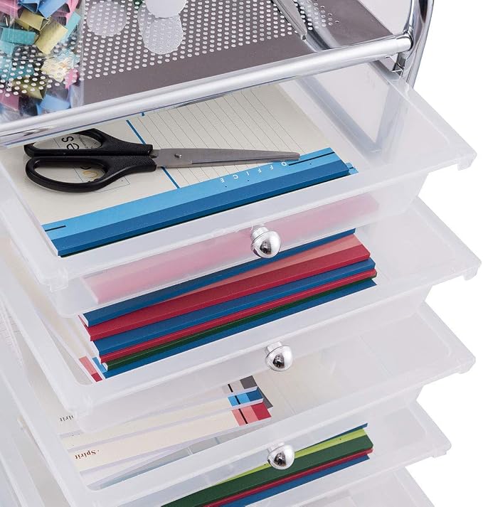 Giantex 10 Drawer Rolling Storage Cart Scrapbook Paper Office School Organizer (Clear) - Image 7