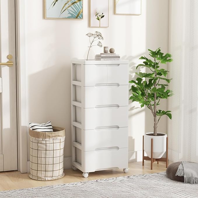 6-Drawer Plastic Rolling Storage Cart (16"x13"x38") | Mobile Storage Cabinet | Vertical Storage Tower Container Unit | 4 Universal Wheels | For Living Room, Home Office - Image 2