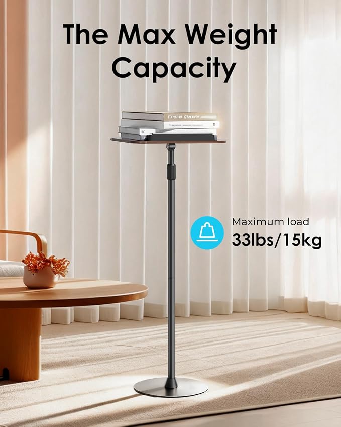 Viozon Floor Book Stand, Height Adjustable Reading Stand, Multi-Purpose Book Holder/Laptop Stand/Music Sheet Stand, 180° Tilt Desktop, Heavy-Duty Base, Two-Stage Page Clips for Thick Books - Image 5