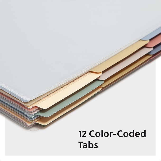 Smead Project Organizer, Office Supplies, 24 Pockets, Clear Cover with Assorted Bright Tabs, Tear Resistant Poly File Organizer, Document Organizer with 1/3-Cut Tabs, Letter Size (89213) (Pack of 10) - Image 2