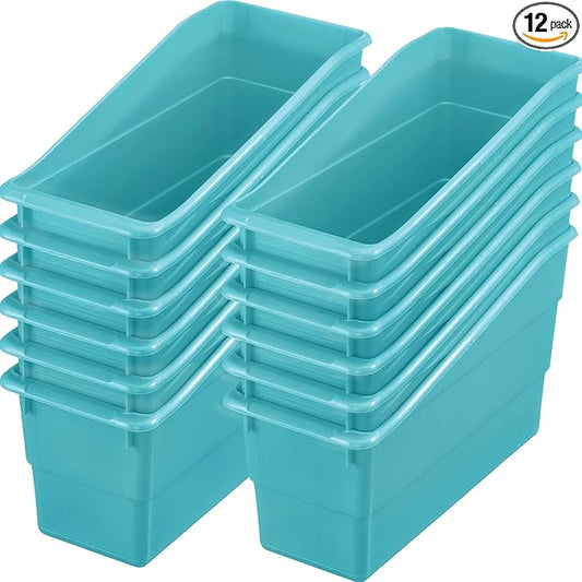 Really Good Stuff Durable Book & Binder Holders 12-Pack, Water | Folder & File Plastic Holders Ideal for Narrow or Vertical Storage Needs, Instantly Color Code Your Classroom by ReallyGoodStuff