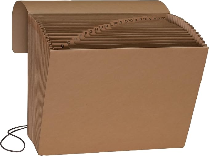 Smead Expanding File with Flap and Cord Closure, 21 Pockets, Alphabetic (A-Z), Letter Size, Kraft (70121) (Pack of 5) by SMEAD
