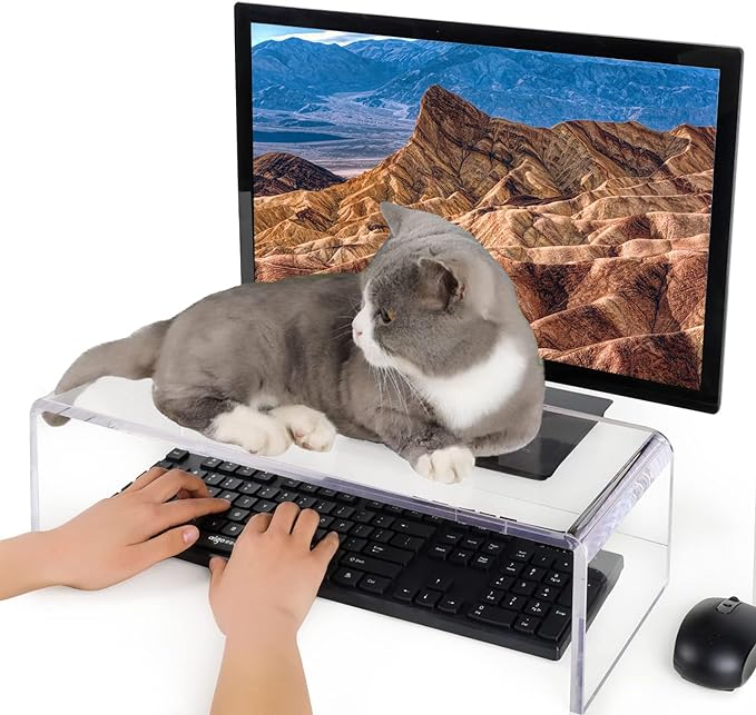 Anti-Cat keyboard cover, laptop keyboard covers cat proof, clear keyboard protector, PC Desk Stand for Keyboard Storage acrylic Monitor Stand Riser and Laptop Stand Riser (20"/7.1"/4.8") by VAOLLO